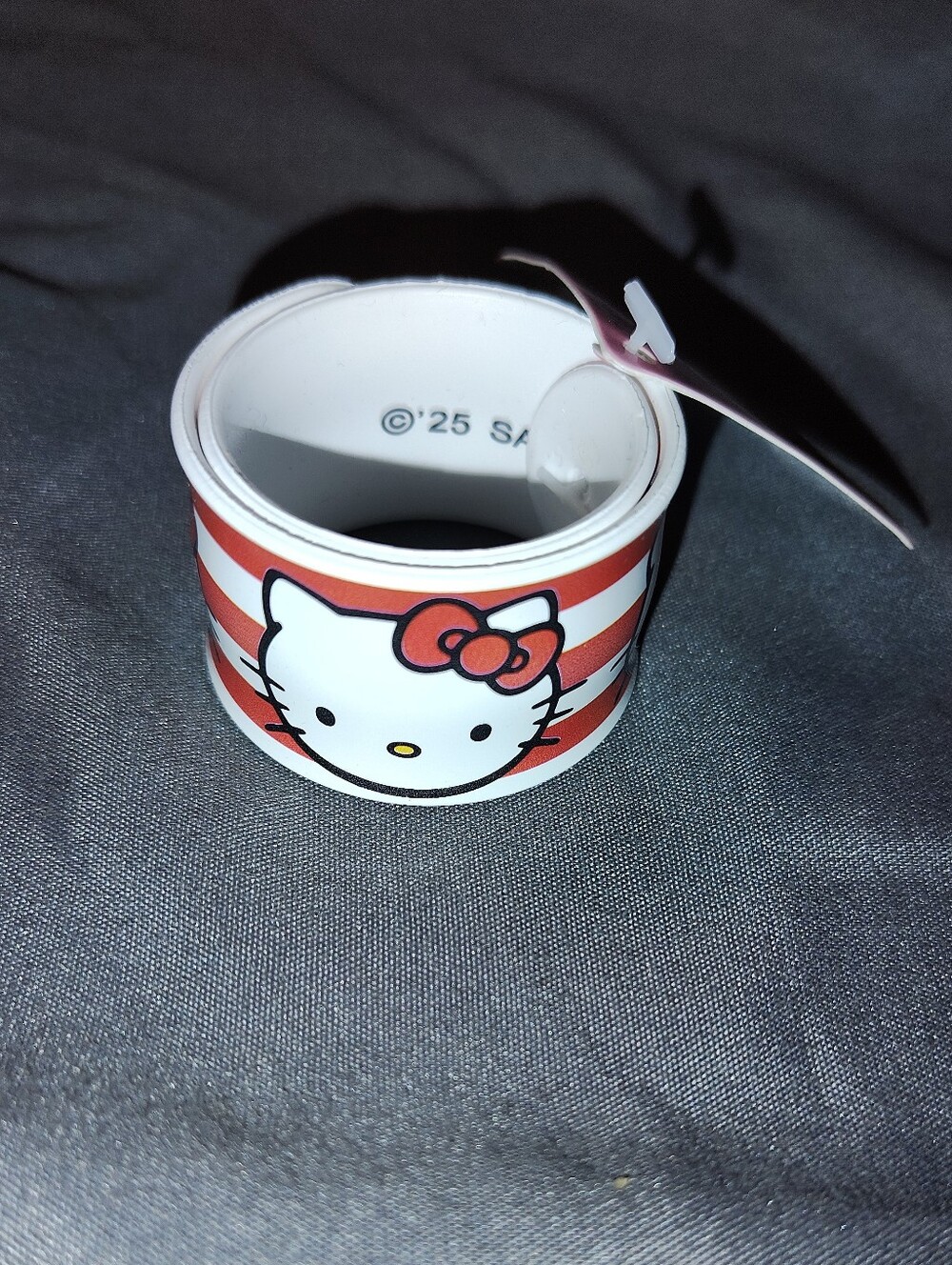 Hello Kitty Pink & White Slap Bracelet with Red Stripes